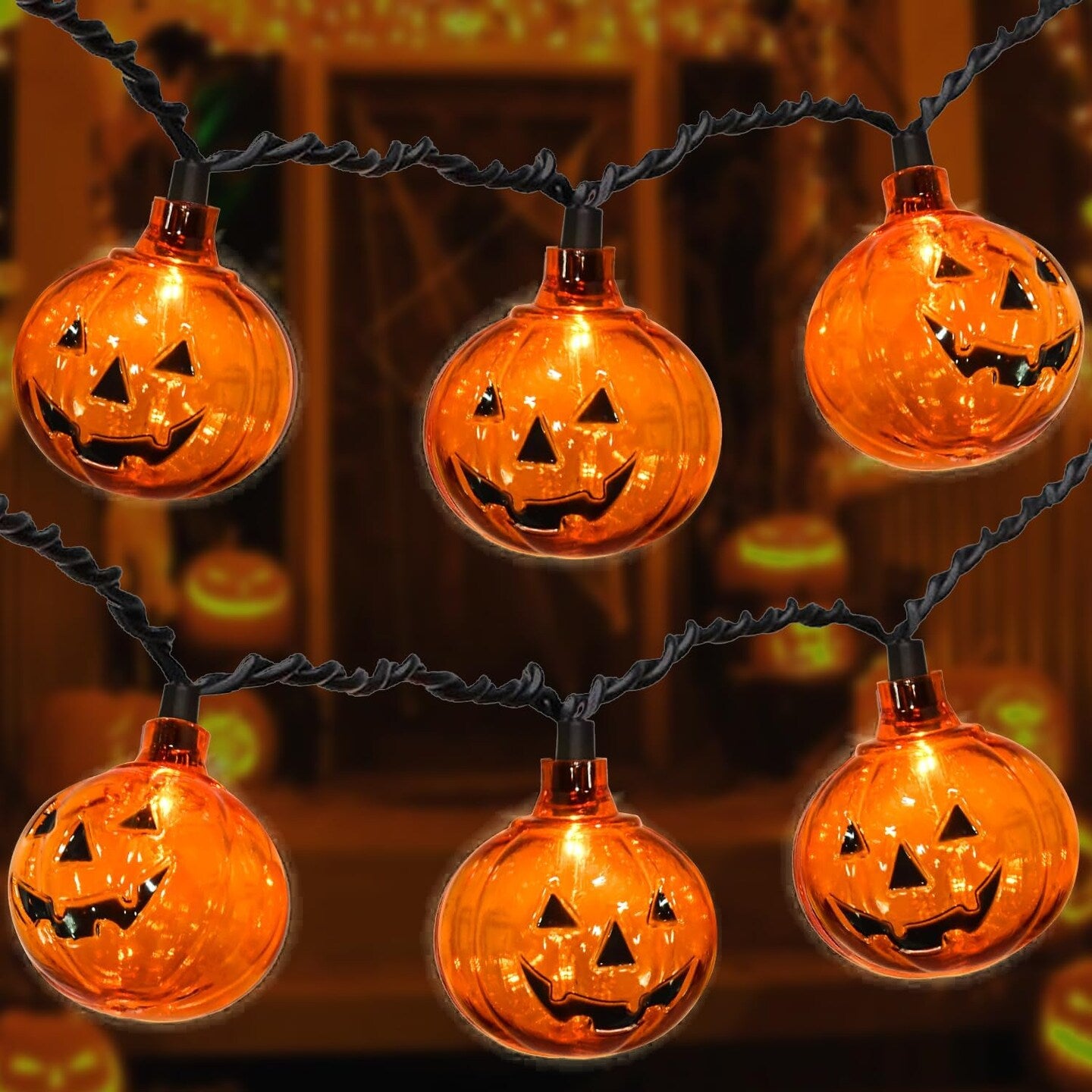 Jack-o-lantern string lights included with the bundle